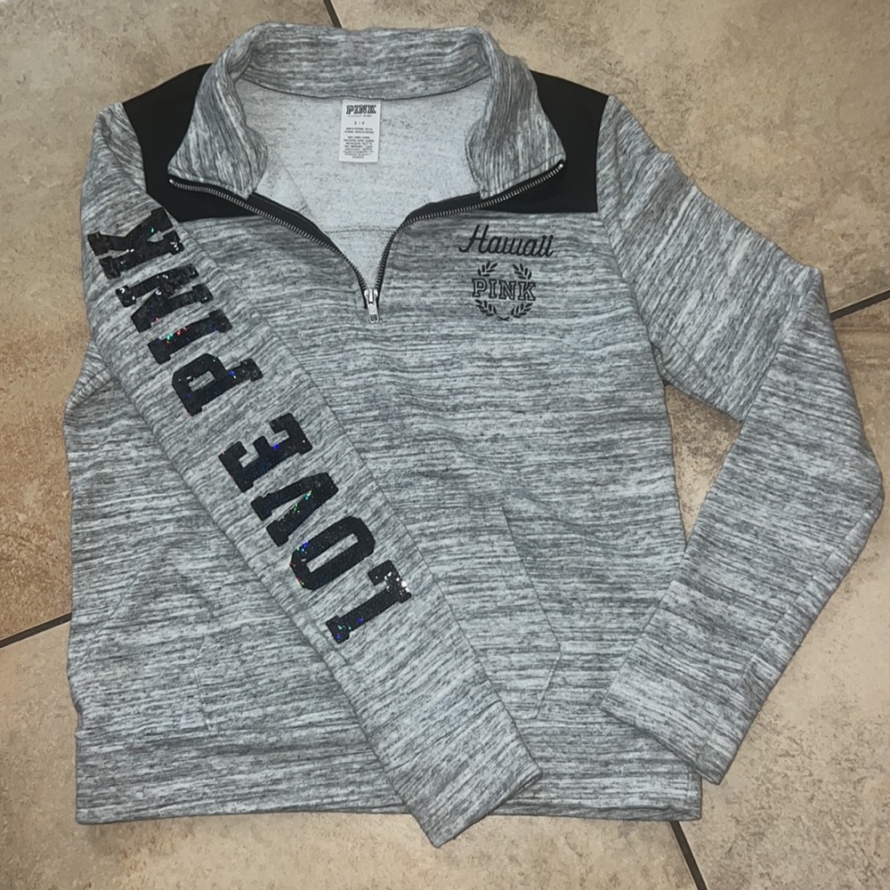 PINK Hawaii Sequin 1/4 Zip Pullover S